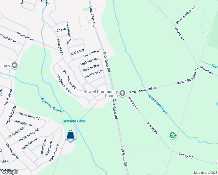 map of restaurants, bars, coffee shops, grocery stores, and more near 20 Appletree Road in Howell