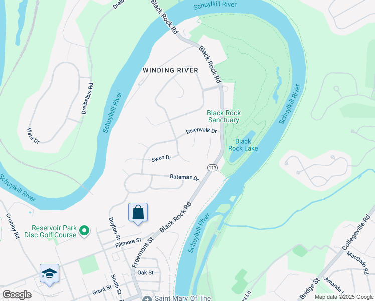 map of restaurants, bars, coffee shops, grocery stores, and more near 3006 Canard Drive in Phoenixville