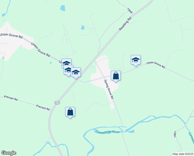 map of restaurants, bars, coffee shops, grocery stores, and more near 1455 Union Grove Road in East Earl