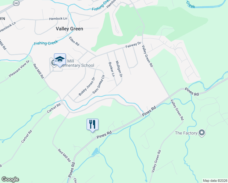 map of restaurants, bars, coffee shops, grocery stores, and more near 130 Mulligan Drive in Goldsboro
