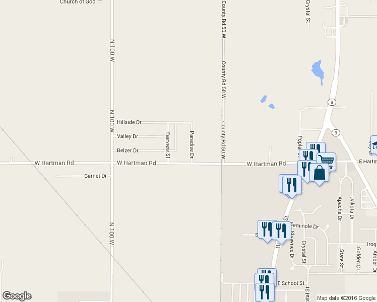 map of restaurants, bars, coffee shops, grocery stores, and more near 3023 Paradise Drive in Anderson