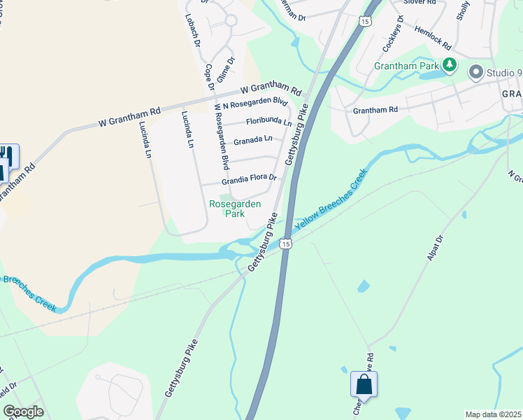 map of restaurants, bars, coffee shops, grocery stores, and more near 1128 Gettysburg Pike in Mechanicsburg