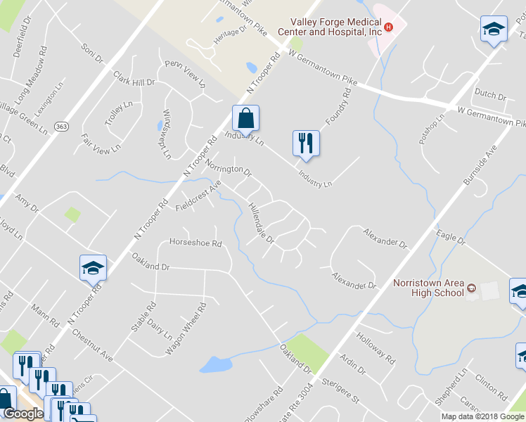 map of restaurants, bars, coffee shops, grocery stores, and more near 808 Treetop Lane in Eagleville