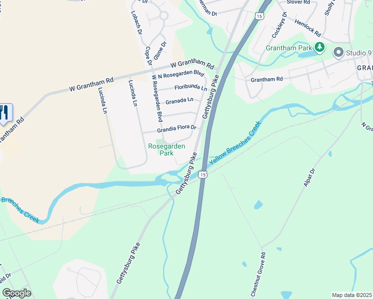 map of restaurants, bars, coffee shops, grocery stores, and more near 1128 Gettysburg Pike in Mechanicsburg