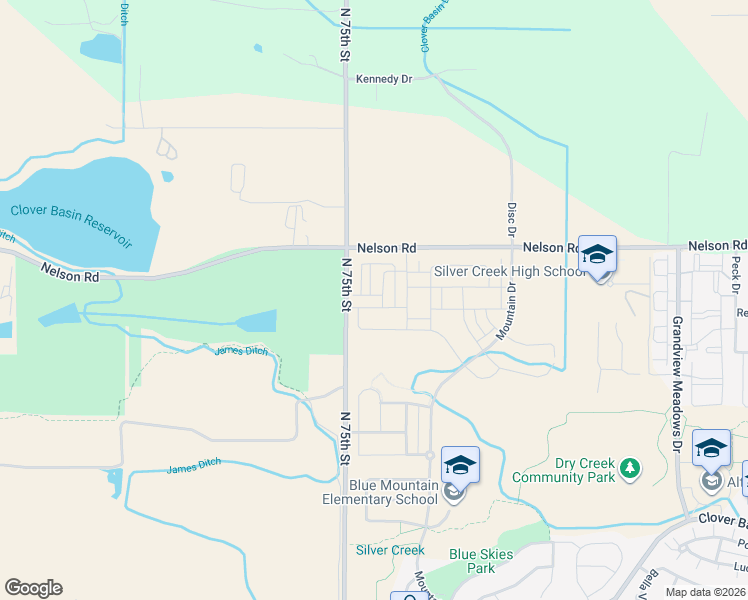 map of restaurants, bars, coffee shops, grocery stores, and more near 5825 Grandville Avenue in Longmont