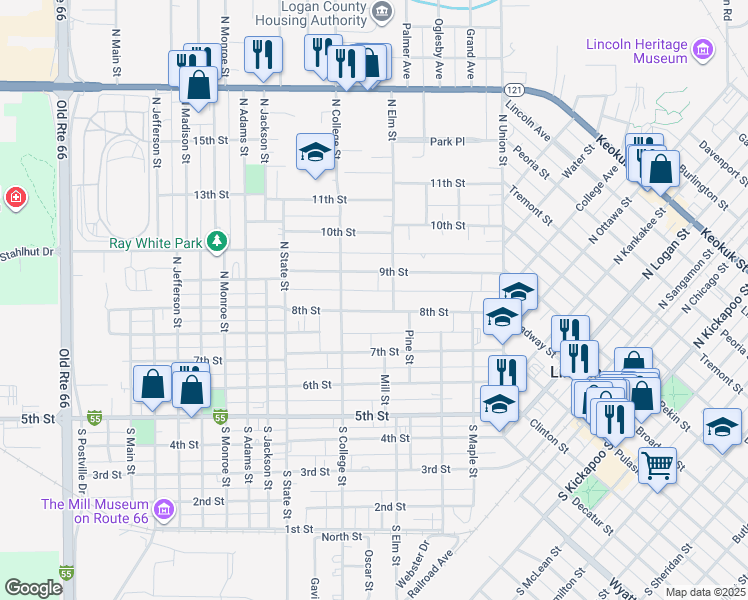 map of restaurants, bars, coffee shops, grocery stores, and more near 400-404 8th Street in Lincoln
