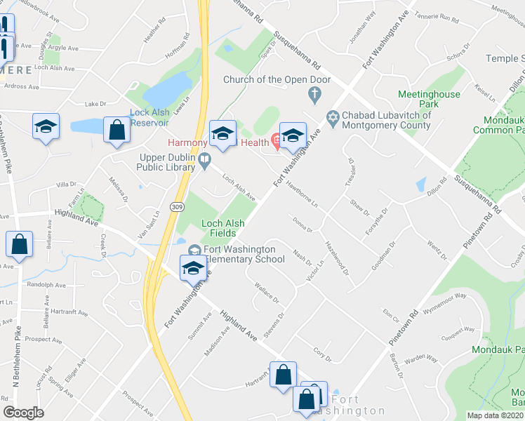 map of restaurants, bars, coffee shops, grocery stores, and more near 1185 Fort Washington Avenue in Fort Washington