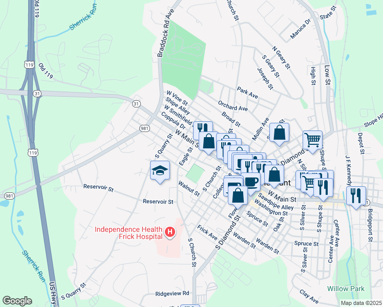 map of restaurants, bars, coffee shops, grocery stores, and more near 17 Eagle Street in Mount Pleasant