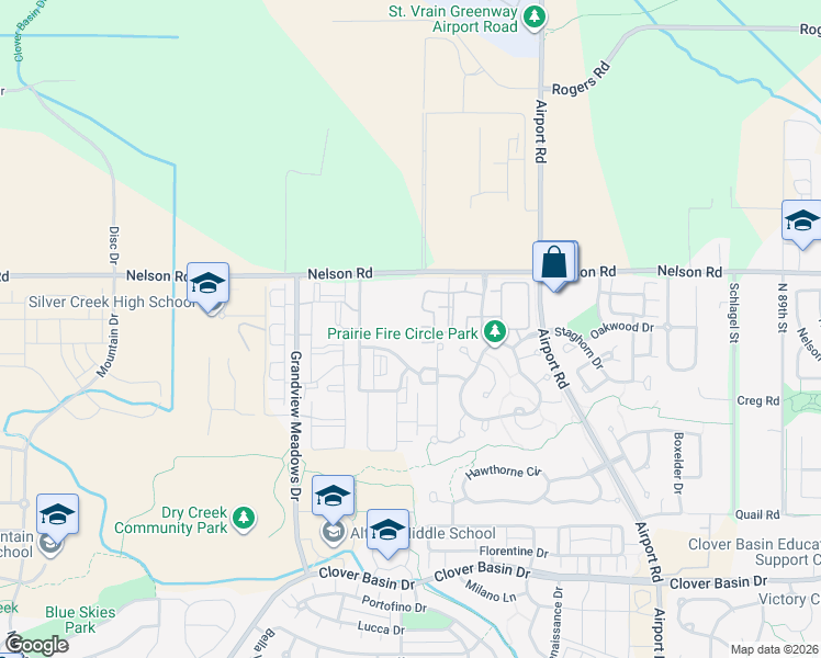 map of restaurants, bars, coffee shops, grocery stores, and more near 630 South Peck Drive in Longmont