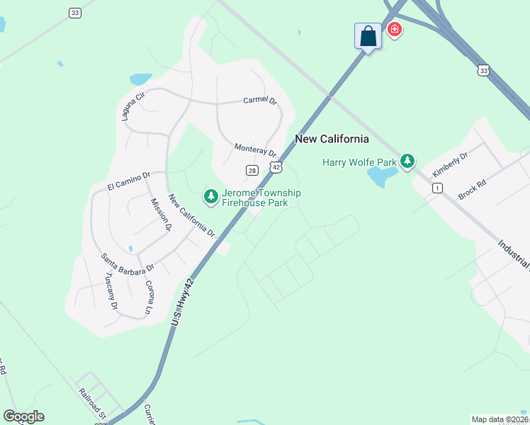 map of restaurants, bars, coffee shops, grocery stores, and more near 9689 U.S. 42 in Plain City