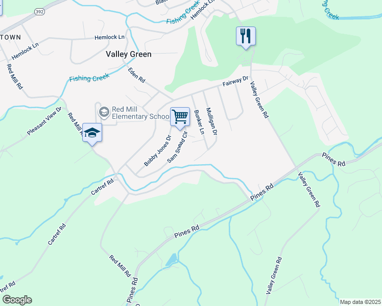 map of restaurants, bars, coffee shops, grocery stores, and more near 135 Mulligan Drive in Goldsboro