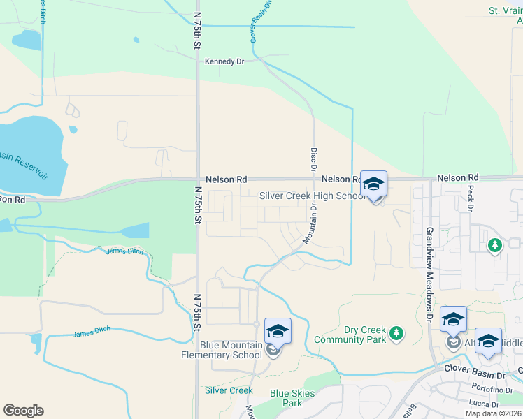 map of restaurants, bars, coffee shops, grocery stores, and more near 5636 Grandville Avenue in Longmont