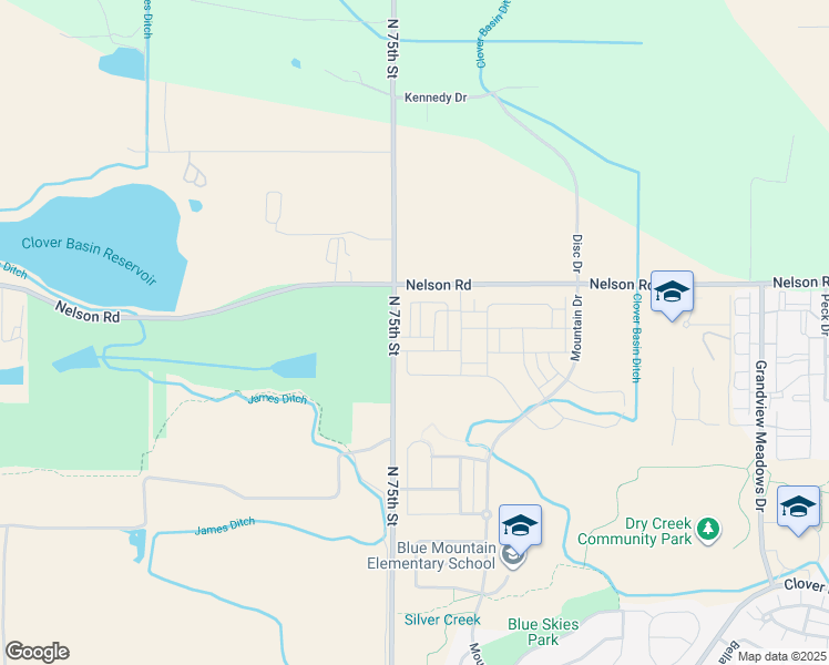 map of restaurants, bars, coffee shops, grocery stores, and more near 5825 Grandville Avenue in Longmont