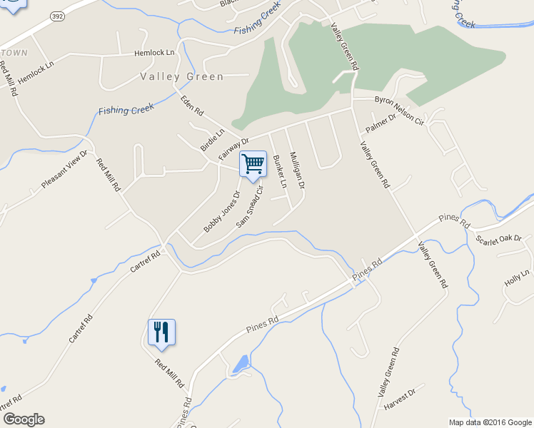 map of restaurants, bars, coffee shops, grocery stores, and more near 135 Mulligan Drive in Goldsboro