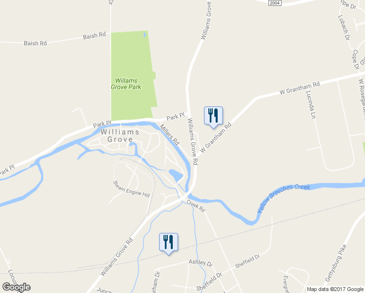 map of restaurants, bars, coffee shops, grocery stores, and more near 513 Millers Road in Mechanicsburg