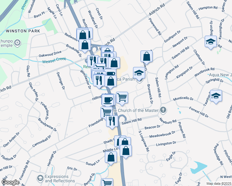 map of restaurants, bars, coffee shops, grocery stores, and more near 4217 U.S. 9 in Howell Township