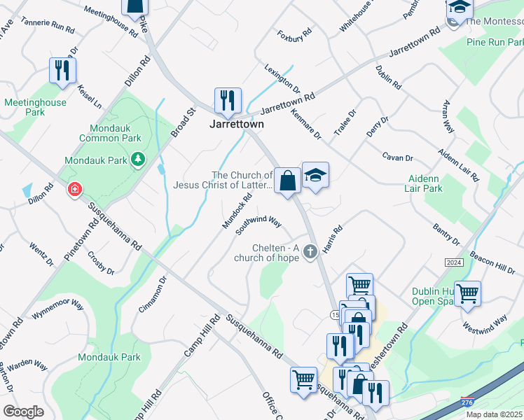 map of restaurants, bars, coffee shops, grocery stores, and more near 1412 Lantern Circle in Montgomery County