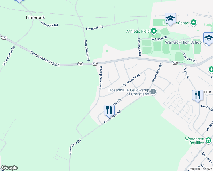 map of restaurants, bars, coffee shops, grocery stores, and more near 26 Pfautz Avenue in Lititz