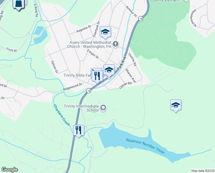 map of restaurants, bars, coffee shops, grocery stores, and more near 51 Arnold Street in Washington