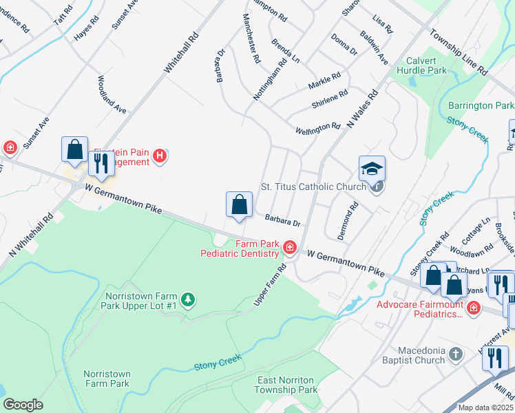 map of restaurants, bars, coffee shops, grocery stores, and more near 517 Barbara Drive in Eagleville
