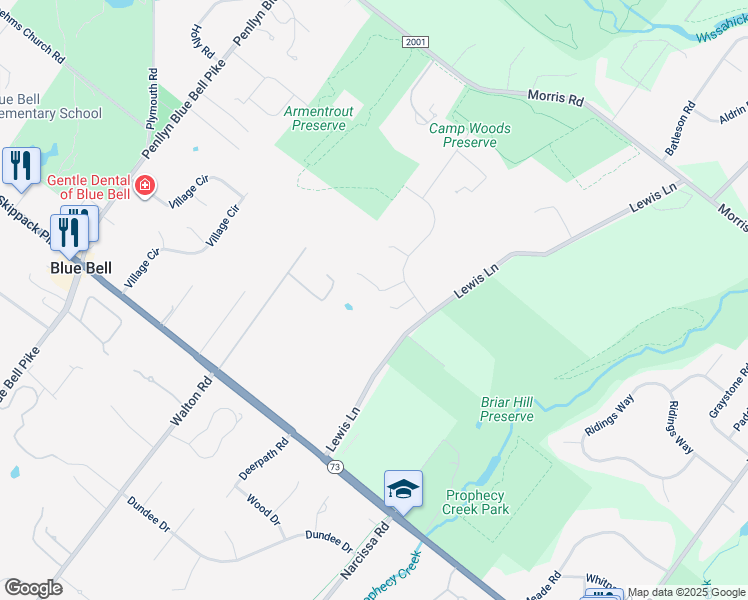 map of restaurants, bars, coffee shops, grocery stores, and more near 750 West Curry Drive in Blue Bell