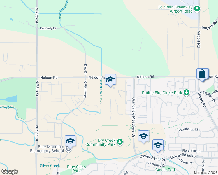 map of restaurants, bars, coffee shops, grocery stores, and more near 8000 Nelson Road in Longmont
