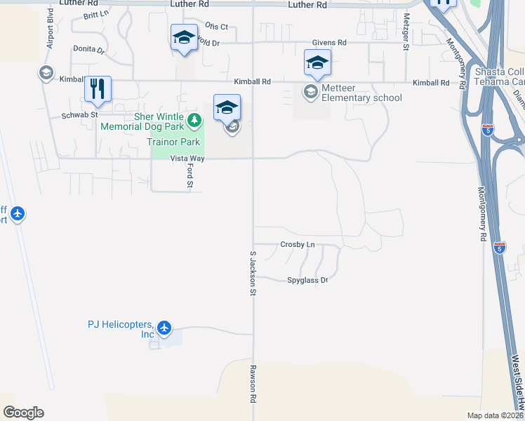 map of restaurants, bars, coffee shops, grocery stores, and more near 2003 S Jackson St in Red Bluff