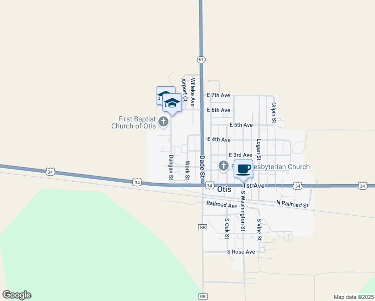 map of restaurants, bars, coffee shops, grocery stores, and more near 301 Work Street in Otis
