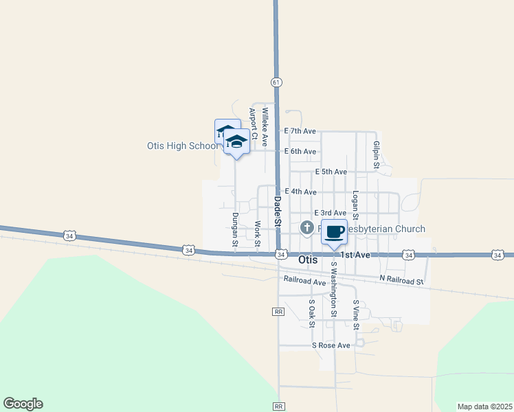 map of restaurants, bars, coffee shops, grocery stores, and more near 301 Work Street in Otis
