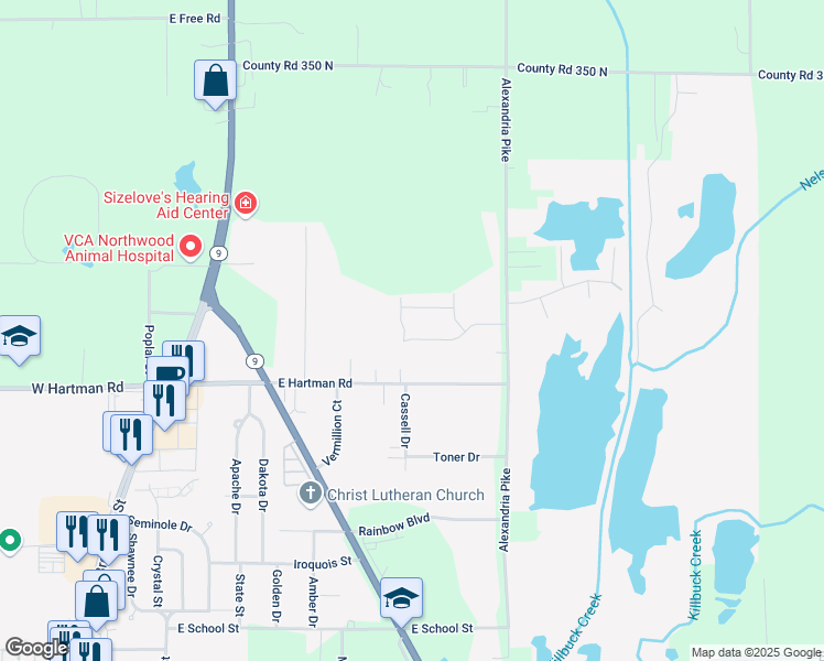map of restaurants, bars, coffee shops, grocery stores, and more near 1201 Frosty Lane in Anderson