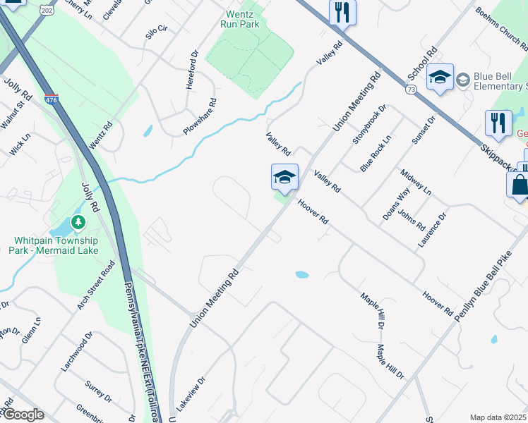 map of restaurants, bars, coffee shops, grocery stores, and more near 980 Harvest Drive in Blue Bell
