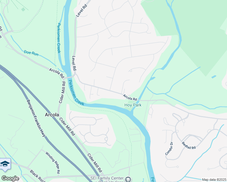 map of restaurants, bars, coffee shops, grocery stores, and more near 3531 Arcola Road in Collegeville