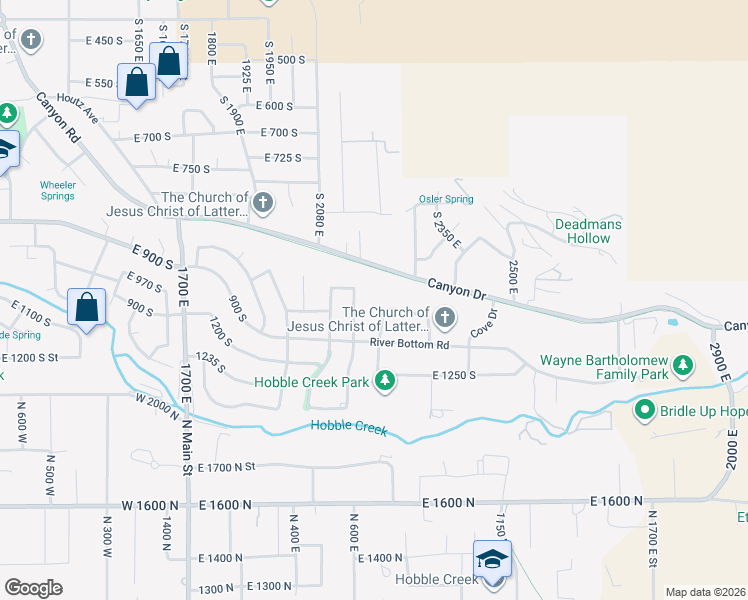 map of restaurants, bars, coffee shops, grocery stores, and more near 927 Willow Brook Lane in Springville