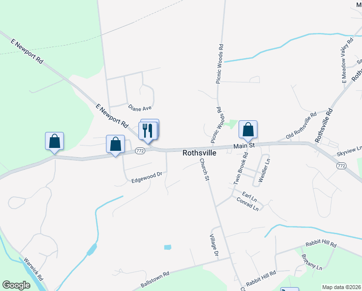 map of restaurants, bars, coffee shops, grocery stores, and more near 337 English Ivy Drive in Lititz
