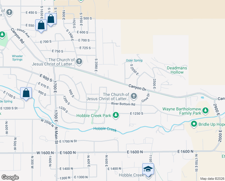 map of restaurants, bars, coffee shops, grocery stores, and more near 927 Willow Brook Lane in Springville