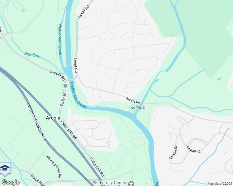 map of restaurants, bars, coffee shops, grocery stores, and more near 3531 Arcola Road in Collegeville