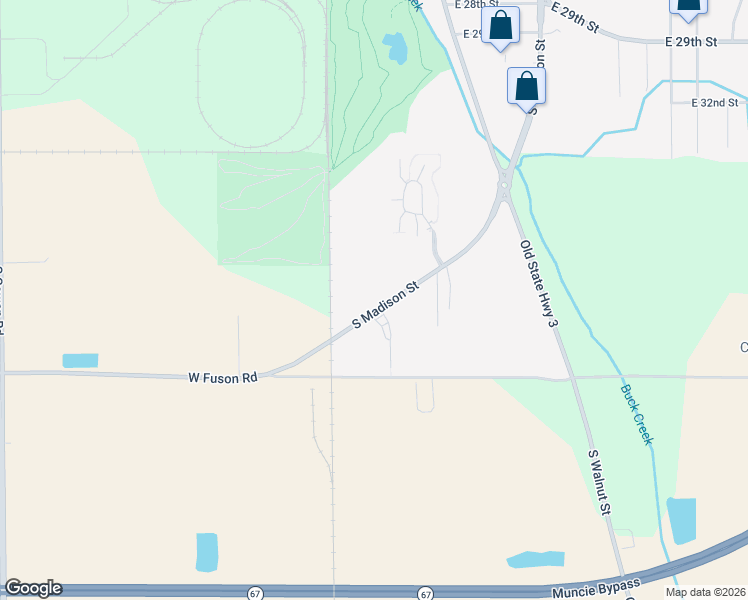 map of restaurants, bars, coffee shops, grocery stores, and more near 4615 South Madison Street in Muncie