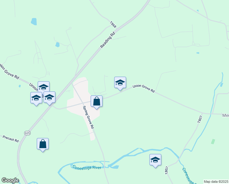 map of restaurants, bars, coffee shops, grocery stores, and more near 1507 Union Grove Road in East Earl