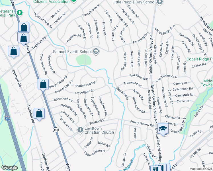 map of restaurants, bars, coffee shops, grocery stores, and more near in Newportville