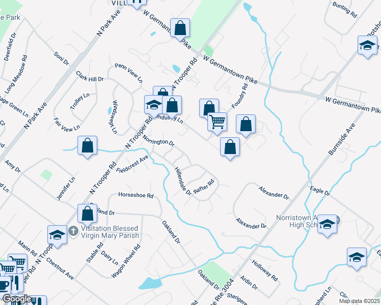 map of restaurants, bars, coffee shops, grocery stores, and more near 2437 Norrington Drive in Eagleville