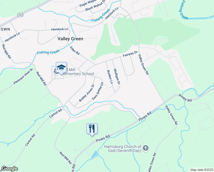 map of restaurants, bars, coffee shops, grocery stores, and more near 80 Sam Snead Circle in Goldsboro