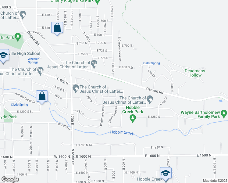 map of restaurants, bars, coffee shops, grocery stores, and more near 932 Valley Sage Drive in Springville