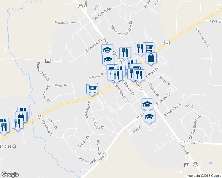 map of restaurants, bars, coffee shops, grocery stores, and more near 133 West Coshocton Street in Johnstown