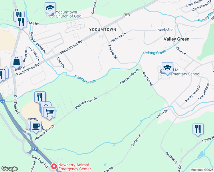 map of restaurants, bars, coffee shops, grocery stores, and more near 165 Pleasant View Drive in Goldsboro
