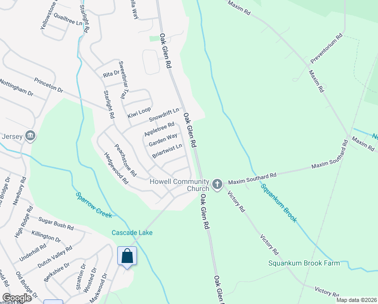map of restaurants, bars, coffee shops, grocery stores, and more near 34 Appletree Road in Howell Township