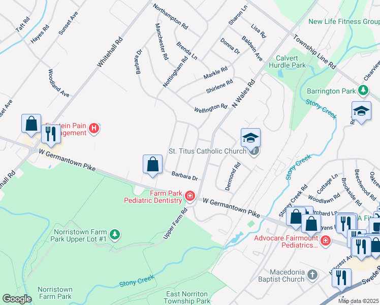 map of restaurants, bars, coffee shops, grocery stores, and more near 2925 Michele Drive in Eagleville