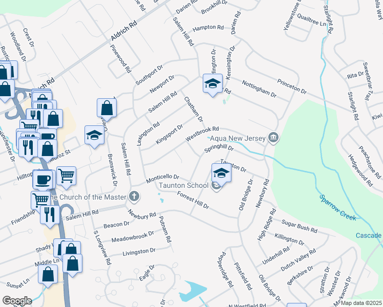 map of restaurants, bars, coffee shops, grocery stores, and more near 7 Stockport Way in Howell Township