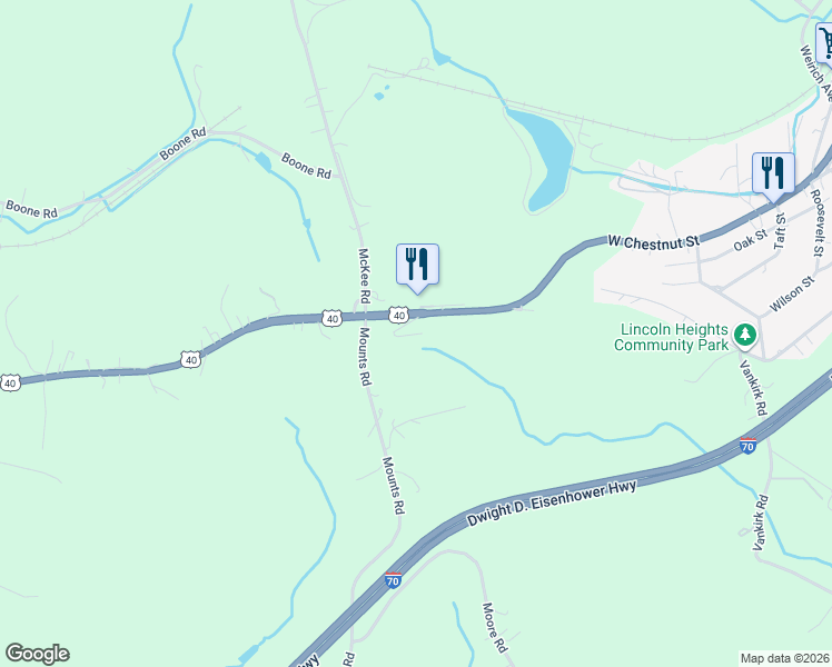 map of restaurants, bars, coffee shops, grocery stores, and more near 3360-3390 West Chestnut Street in Washington