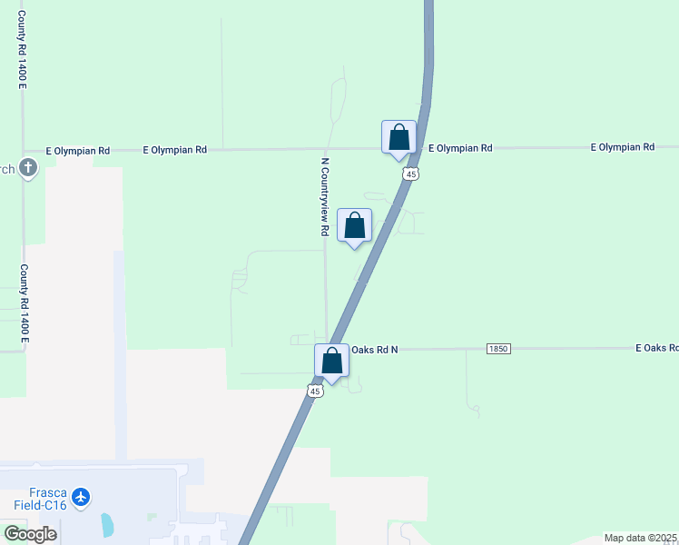 map of restaurants, bars, coffee shops, grocery stores, and more near 3606 North Countryview Road in Urbana