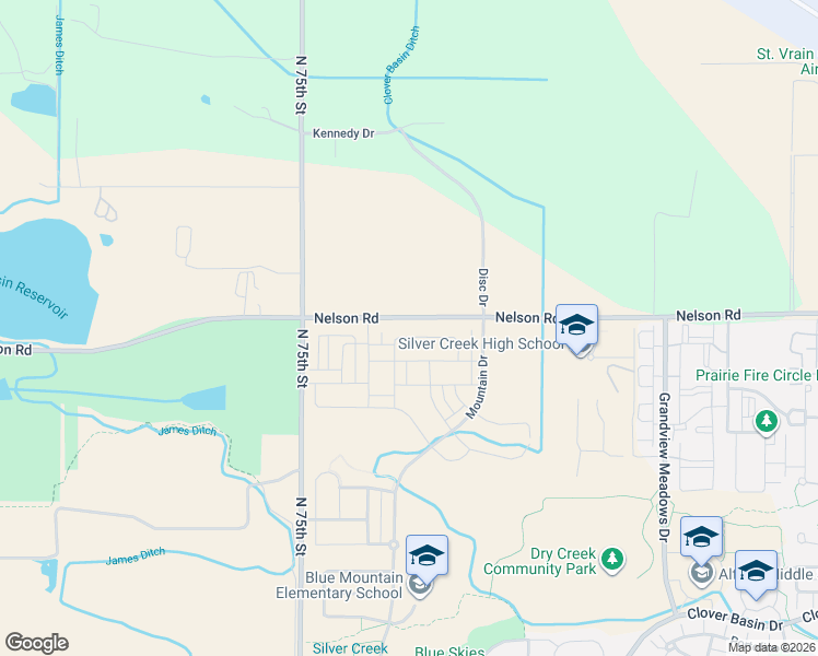 map of restaurants, bars, coffee shops, grocery stores, and more near 5650 Cottontail Drive in Longmont